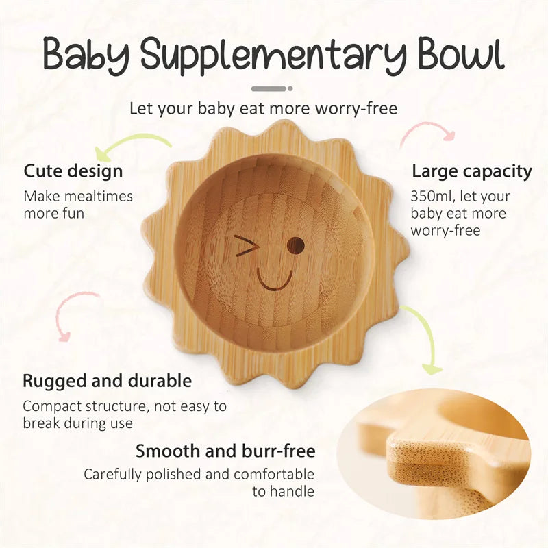 Bamboo Baby Feeding Set with Non-Slip Suction Cups