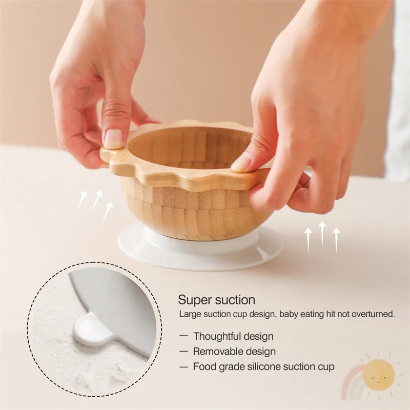 Bamboo Baby Feeding Set with Non-Slip Suction Cups