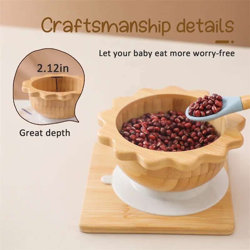 Bamboo Baby Feeding Set with Non-Slip Suction Cups