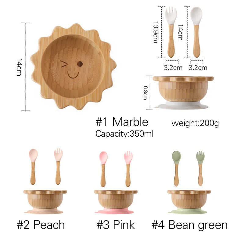 Bamboo Baby Feeding Set with Non-Slip Suction Cups