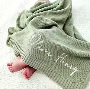 Embroidered Personalised Baby Blanket